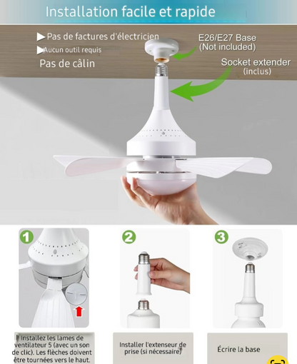 Ventilateur de plafond avec lumière intégrée télécommandée
